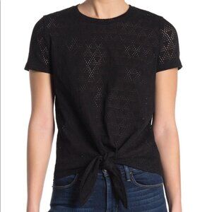 Madewell Modern Tie-Front Geometric Eyelet T-Shirt